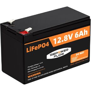 بطارية LiFePO4 بقدرة 12 فولت و6 أمبير في الساعة، بسعة 72 وات في الساعة من بطاريات فوسفات الحديد الليثيوم: ركوب الدراجات العميقة لأجهزة اكتشاف الأسماك، وكاميرات المراقبة، وأجهزة الإنذار، والإضاءة، وسيارات الألعاب