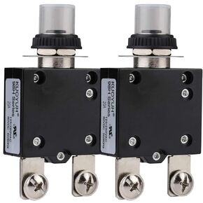 Thermal Circuit Breaker,98 Series 50A 125/250VAC Circuit Breaker Push-Button Reset with Quick Connect Terminals and Waterproof Button Cover 32VDC Thermal Overload Circuit Breaker - 50 Amp, 2Pcs