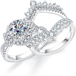Oval Cut Moissanite Wedding Ring Sets for Women Infinity 3.88 CTTW Moissanite Cathedral Rings with Curved Enhancers Bridal Set Lab Created Diamond Anniversary Engagement Ring Set (size-5.5)