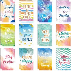 24 Pieces Inspirational Notepads Mini Motivational Quotes Notebook Small Colorful Pocket Journal Notepad Soft Cover Inspiring Notebook for School Office Home Travel Present Supplies 12 Styles