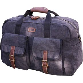 Canvas Genuine Leather Trim Travel Tote Duffel Shoulder Weekend Bag Weekender Overnight bag,#B09