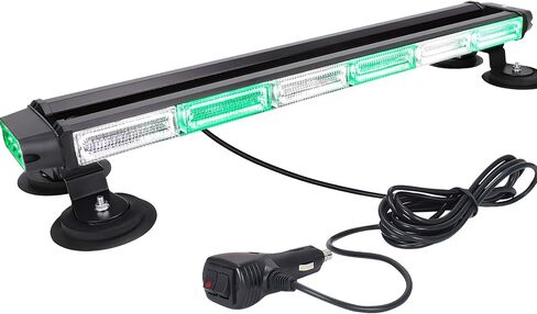 Green&White Strobe Lights - 26 Inch 12V Emergency Warning Light with Magnetic Base, 16 Flash Modes Flashing Lights Bar for Cars Vehicles in Saudi Arabia