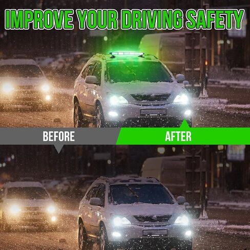 Green&White Strobe Lights - 26 Inch 12V Emergency Warning Light with Magnetic Base, 16 Flash Modes Flashing Lights Bar for Cars Vehicles in Saudi Arabia