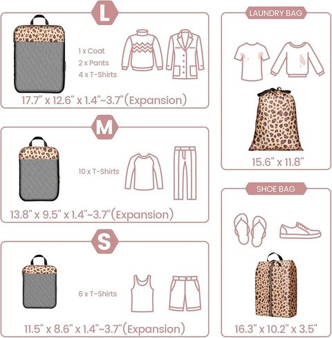 Cambond Compression Packing Cubes for Suitcases Luggage Travel Packing Organizers Compression Cubes for Travel Essentials, Bundle in Kuwait