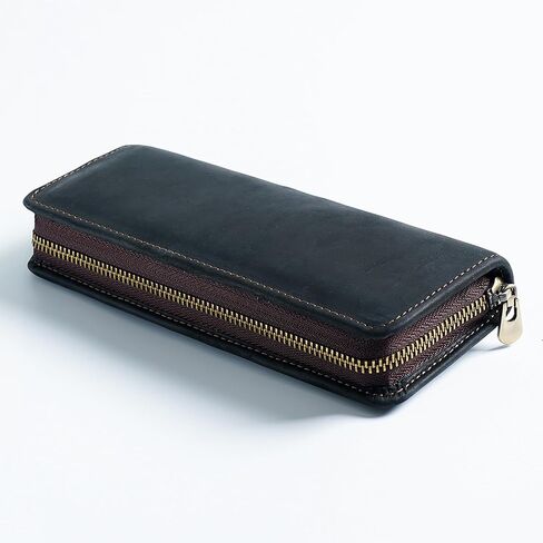 Leather Pencil Case Organizer, 10 Wooden Pencils Portable Pen Case Storage for Drawing Pencils and Markers (black) in Saudi Arabia