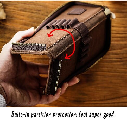Leather Pencil Case Organizer, 10 Wooden Pencils Portable Pen Case Storage for Drawing Pencils and Markers (black) in Saudi Arabia