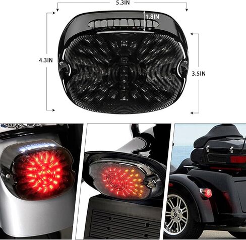 دراجة نارية LED ضوء خلفي مدخن دراجة نارية LED الفرامل بدوره إشارة الضوء الخلفي لوحة ترخيص القيادة الضوء الخلفي التوصيل والتشغيل متوافق مع Dyna Sportster 883 1200 Road King in Kuwait