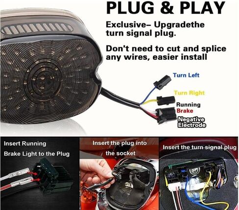 دراجة نارية LED ضوء خلفي مدخن دراجة نارية LED الفرامل بدوره إشارة الضوء الخلفي لوحة ترخيص القيادة الضوء الخلفي التوصيل والتشغيل متوافق مع Dyna Sportster 883 1200 Road King in Kuwait