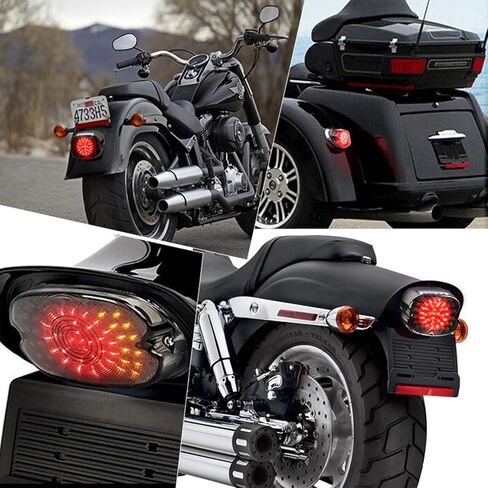 دراجة نارية LED ضوء خلفي مدخن دراجة نارية LED الفرامل بدوره إشارة الضوء الخلفي لوحة ترخيص القيادة الضوء الخلفي التوصيل والتشغيل متوافق مع Dyna Sportster 883 1200 Road King in Kuwait