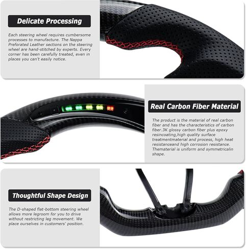 Steering Wheel,Carbon Fiber D-shaped Flat-bottom Steering Wheel Preforated Leather Grip for Honda Accord 10TH GEN 10 2018-2022 in Saudi Arabia