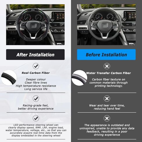 Steering Wheel,Carbon Fiber D-shaped Flat-bottom Steering Wheel Preforated Leather Grip for Honda Accord 10TH GEN 10 2018-2022 in Saudi Arabia