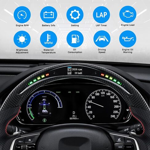 Steering Wheel,Carbon Fiber D-shaped Flat-bottom Steering Wheel Preforated Leather Grip for Honda Accord 10TH GEN 10 2018-2022 in Saudi Arabia