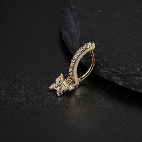 FIASASO 14K Gold Filled Belly Button Ring Hypoallergenic Surgical Stainless Steel Clicker Belly Rings Hoop CZ Butterfly Heart Teardrop Flower Reverse Belly Button Rings Belly Piercings Jewelry for Women 14G Navel Ring in Kuwait