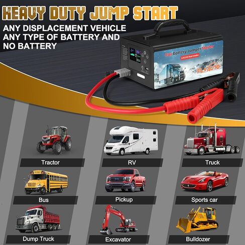 10000A Jump Starter، FlyAuto 155WH بطارية السيارة Jump Starter لجميع الغاز أو الديزل، 24V/12V صندوق قفز الليثيوم عالي التحمل، حزمة بطارية محمولة لقفز طاقة السيارة مع منفذ USB، مجموعة كابلات القفز وإضاءة LED in Kuwait