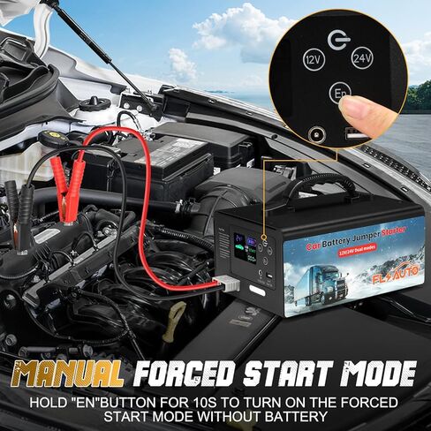 10000A Jump Starter، FlyAuto 155WH بطارية السيارة Jump Starter لجميع الغاز أو الديزل، 24V/12V صندوق قفز الليثيوم عالي التحمل، حزمة بطارية محمولة لقفز طاقة السيارة مع منفذ USB، مجموعة كابلات القفز وإضاءة LED in Kuwait