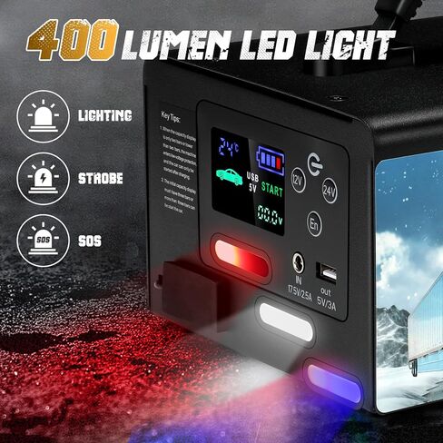 10000A Jump Starter، FlyAuto 155WH بطارية السيارة Jump Starter لجميع الغاز أو الديزل، 24V/12V صندوق قفز الليثيوم عالي التحمل، حزمة بطارية محمولة لقفز طاقة السيارة مع منفذ USB، مجموعة كابلات القفز وإضاءة LED in Kuwait