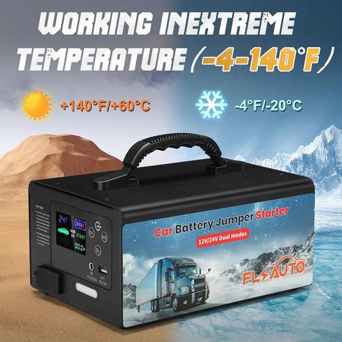 10000A Jump Starter، FlyAuto 155WH بطارية السيارة Jump Starter لجميع الغاز أو الديزل، 24V/12V صندوق قفز الليثيوم عالي التحمل، حزمة بطارية محمولة لقفز طاقة السيارة مع منفذ USB، مجموعة كابلات القفز وإضاءة LED in Kuwait