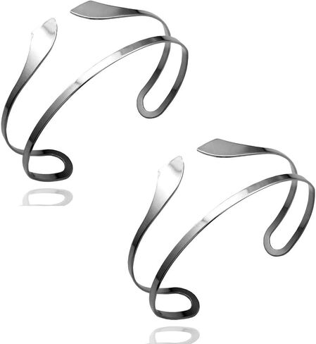 RechicGu 2 Pieces Minimalist Egyptian Bar Curve Upper Arm Cuff Bracelet Bangle Band Open Armband Armlet Jewelry Set Belly Dance Accessories Black in Saudi Arabia