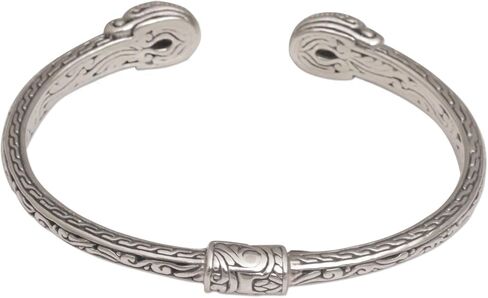 NOVICA Artisan Handmade Amethyst Cuff Bracelet Modern Balinese 925 Silver Sterling Purple Indonesia Birthstone [5.5 in L (end to End) x 0.4 in W] ' Magical Attraction' in Saudi Arabia