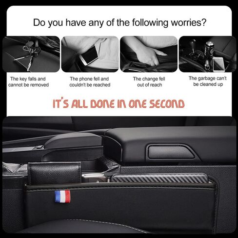 Car Seat Gap Filler, Premium Leather Car Seat Gap Filler Organizer, Car Box Organizers and Storage for Glasses Phones Keys and Cards, Universal Car Interior Accessories for Car SUV Truck in Saudi Arabia