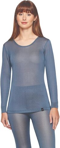 Terramar Women's 100% Silk Thermasilk Pointelle Scoop Shirt Baselayer in Saudi Arabia