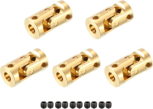 DMiotech 2 Pack 3mm to 3mm Rotatable Universal Steering Shaft U Joint Coupler L13 x D7 Gold Tone in Saudi Arabia