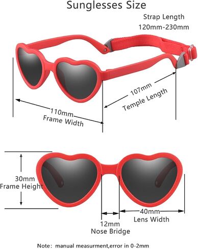 Baby Sunglasses Flexible Polarized Heart Shaped Sunglasses with Strap for Toddler Newborn Infant Ages 0-24 Months in Saudi Arabia