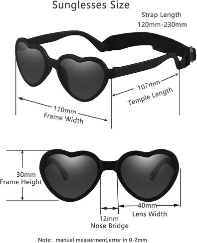 Baby Sunglasses Flexible Polarized Heart Shaped Sunglasses with Strap for Toddler Newborn Infant Ages 0-24 Months in Saudi Arabia