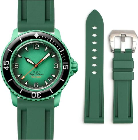 Strap for Blancpain x Swatch,22mm Soft Rubber Waterproof Replacement Strap for Swatch Blancpain Fifty Fathoms Men Women Band with Install & Remove Tool Kit in Saudi Arabia