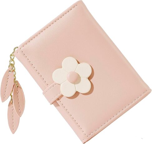 Sunwel Fashion Small Cute Wallet Slim Wallet ID/Photo Window Card Holder with 3D Flower Pattern Buckle for Women Girls (BLACK) in Kuwait