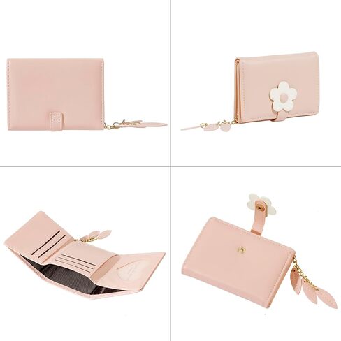Sunwel Fashion Small Cute Wallet Slim Wallet ID/Photo Window Card Holder with 3D Flower Pattern Buckle for Women Girls (BLACK) in Kuwait