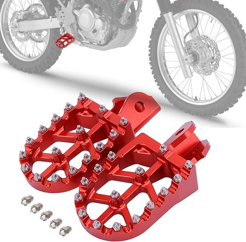 أوتاد قدم الدراجة الترابية، أوتاد قدم الدراجة النارية، دواسة راحة القدم الأوسع CNC لـ CRF250F 19-23 XR150L 15-23 HAWK 250 CRF150F CRF230F 03-19 أحمر in Kuwait