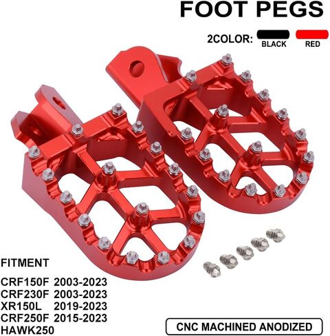 أوتاد قدم الدراجة الترابية، أوتاد قدم الدراجة النارية، دواسة راحة القدم الأوسع CNC لـ CRF250F 19-23 XR150L 15-23 HAWK 250 CRF150F CRF230F 03-19 أحمر in Kuwait
