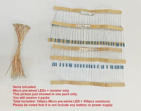 25 قطعة من أسلاك Micro Litz الملحومة مسبقًا من Bowerful باللون الأبيض الدافئ SMD Led 0603 + مقاوم متعدد جديد in Kuwait