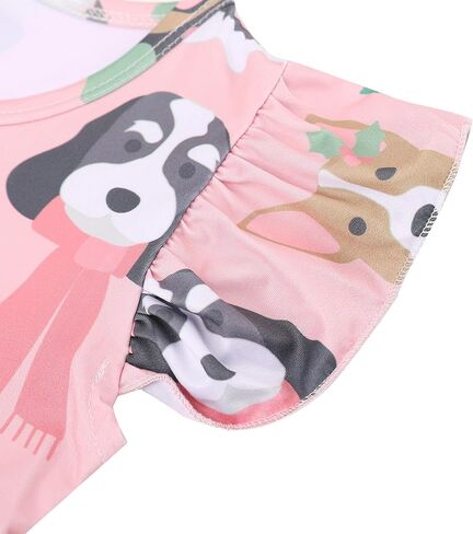 Toddler Girls Dress Cute Animal Print Dresses Ruffle Bottom Flutter Sleeve Apparel 2-8Y in Kuwait