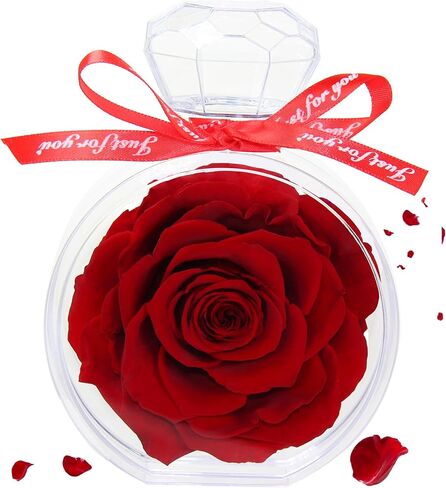 Forever Flower Perfume Shape Box - Preserved Rose, Long-Lasting Real Flowers, Forever Real Rose Preserved Flowers for Wife Mom Girlfriend, Mothers Day Anniversary Birthday Gift-Red in Saudi Arabia