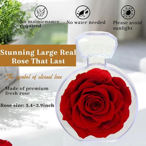 Forever Flower Perfume Shape Box - Preserved Rose, Long-Lasting Real Flowers, Forever Real Rose Preserved Flowers for Wife Mom Girlfriend, Mothers Day Anniversary Birthday Gift-Red in Saudi Arabia
