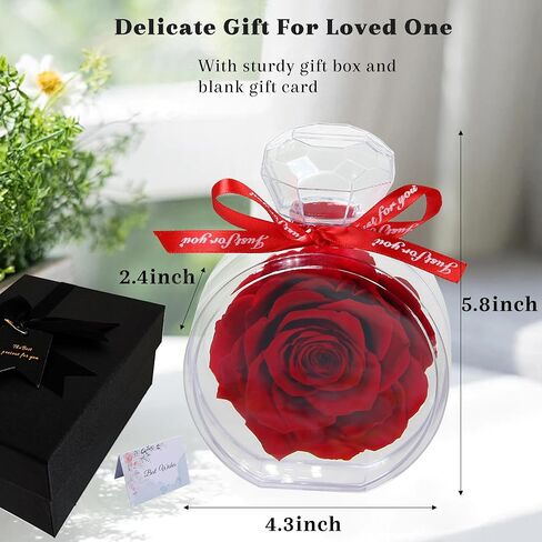 Forever Flower Perfume Shape Box - Preserved Rose, Long-Lasting Real Flowers, Forever Real Rose Preserved Flowers for Wife Mom Girlfriend, Mothers Day Anniversary Birthday Gift-Red in Saudi Arabia