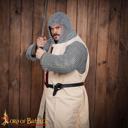 Medieval Chainmail Coif (9-10mm) | Renaissance Knight Chain Mail Hood Armor (16-17 gauge) for Historical Reenactments (Mild Steel, Butted Round Rings, Zinc Polished) in Kuwait