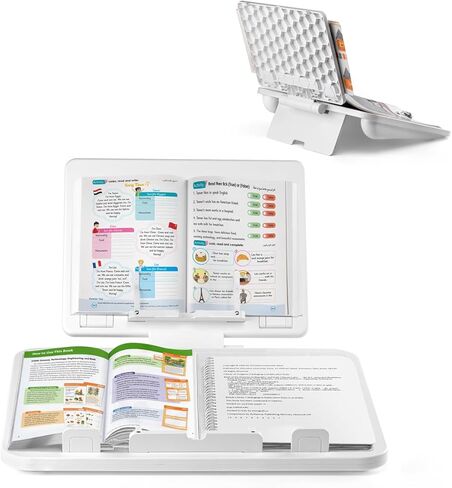 Kids Book Stand for Reading, Used for Student Learning Painting, Writing, Universal for Laptops and IPads, Portable Storage Angle Adjustable Bracket, with Writing Whiteboard (White) in Kuwait