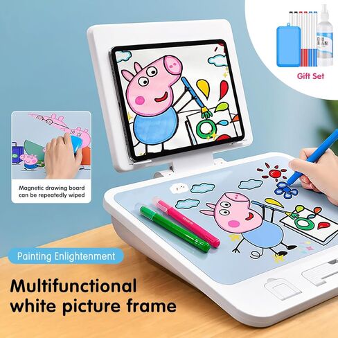 Kids Book Stand for Reading, Used for Student Learning Painting, Writing, Universal for Laptops and IPads, Portable Storage Angle Adjustable Bracket, with Writing Whiteboard (White) in Kuwait