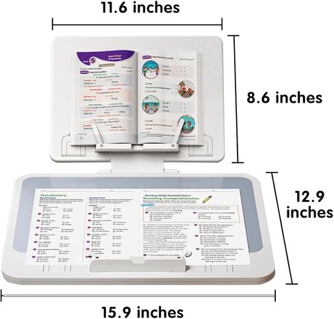 Kids Book Stand for Reading, Used for Student Learning Painting, Writing, Universal for Laptops and IPads, Portable Storage Angle Adjustable Bracket, with Writing Whiteboard (White) in Kuwait