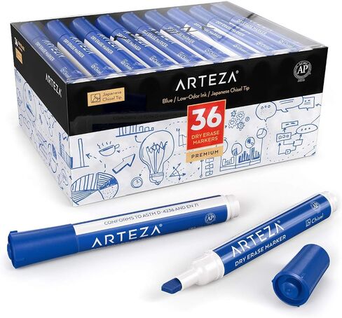 Arteza Black Dry Erase Markers, Bulk Pack of 52 Whiteboard Markers, Chisel Tip, Low-Odor Ink, Long-Lasting & Easy-to-Erase, Ideal for School, Office, Homeschooling and Teachers in Saudi Arabia