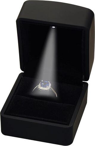 12 Piece Wholesale Bulk Pack LED Black Ring Box for Proposal, Wedding, Engagement, Shipping...Luxury LED Lighted Ring Jewelry Gift Box with Light for Men for Women in Kuwait