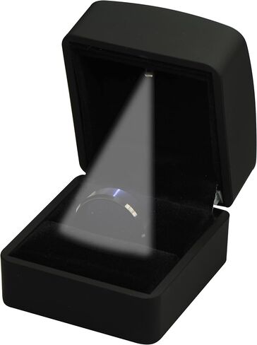 12 Piece Wholesale Bulk Pack LED Black Ring Box for Proposal, Wedding, Engagement, Shipping...Luxury LED Lighted Ring Jewelry Gift Box with Light for Men for Women in Kuwait