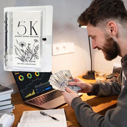 12-Month Envelopes Money Saving Challenge Binder, 12 Month Savings Challenge, Money Saving Budget Binder with Cash Envelopes, Saving Challenge Book and Budget Binder, to Save 5K in Saudi Arabia