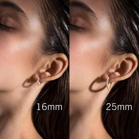 أقراط دائرية ذهبية 14 قيراط أقراط دائرية ذهبية للنساء أقراط ذهبية حديثة تصميم على شكل حرف U أقراط ذهبية خفيفة الوزن للنساء مع أحجار تشيكوسلوفاكيا المبهرة 16 مم in Kuwait