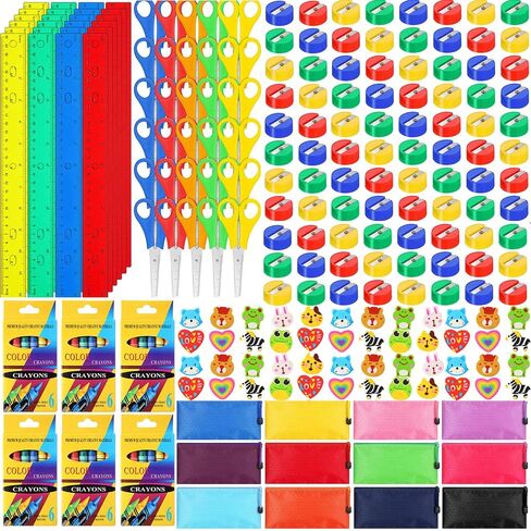 مجموعة لوازم مدرسية مكونة من 80 قطعة من Ctosree للأطفال، تتضمن أساسيات العودة إلى المدرسة قلم تلوين ومسطرة بلاستيكية وحقيبة أقلام رصاص ومقص أمان ومبراة وممحاة للطلاب in Saudi Arabia