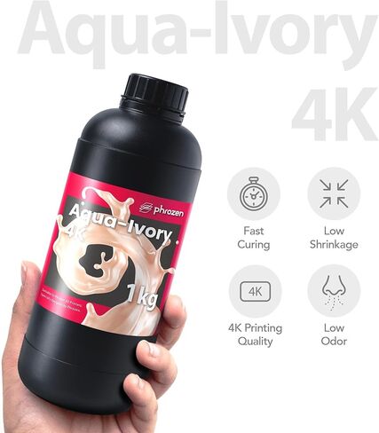 راتنج Phrozen Aqua 4K للطباعة ثلاثية الأبعاد عالية الدقة، 405 نانومتر LCD راتنج فوتوبوليمر معالج بالأشعة فوق البنفسجية لانكماش منخفض، تفاصيل رائعة، رائحة منخفضة، غير هش (رمادي، 1 كجم) in Kuwait