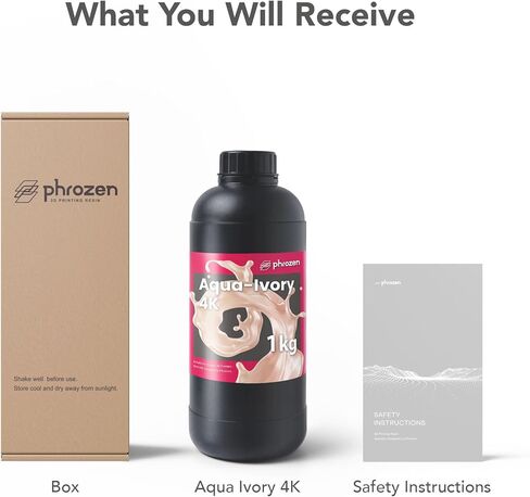 راتنج Phrozen Aqua 4K للطباعة ثلاثية الأبعاد عالية الدقة، 405 نانومتر LCD راتنج فوتوبوليمر معالج بالأشعة فوق البنفسجية لانكماش منخفض، تفاصيل رائعة، رائحة منخفضة، غير هش (رمادي، 1 كجم) in Kuwait